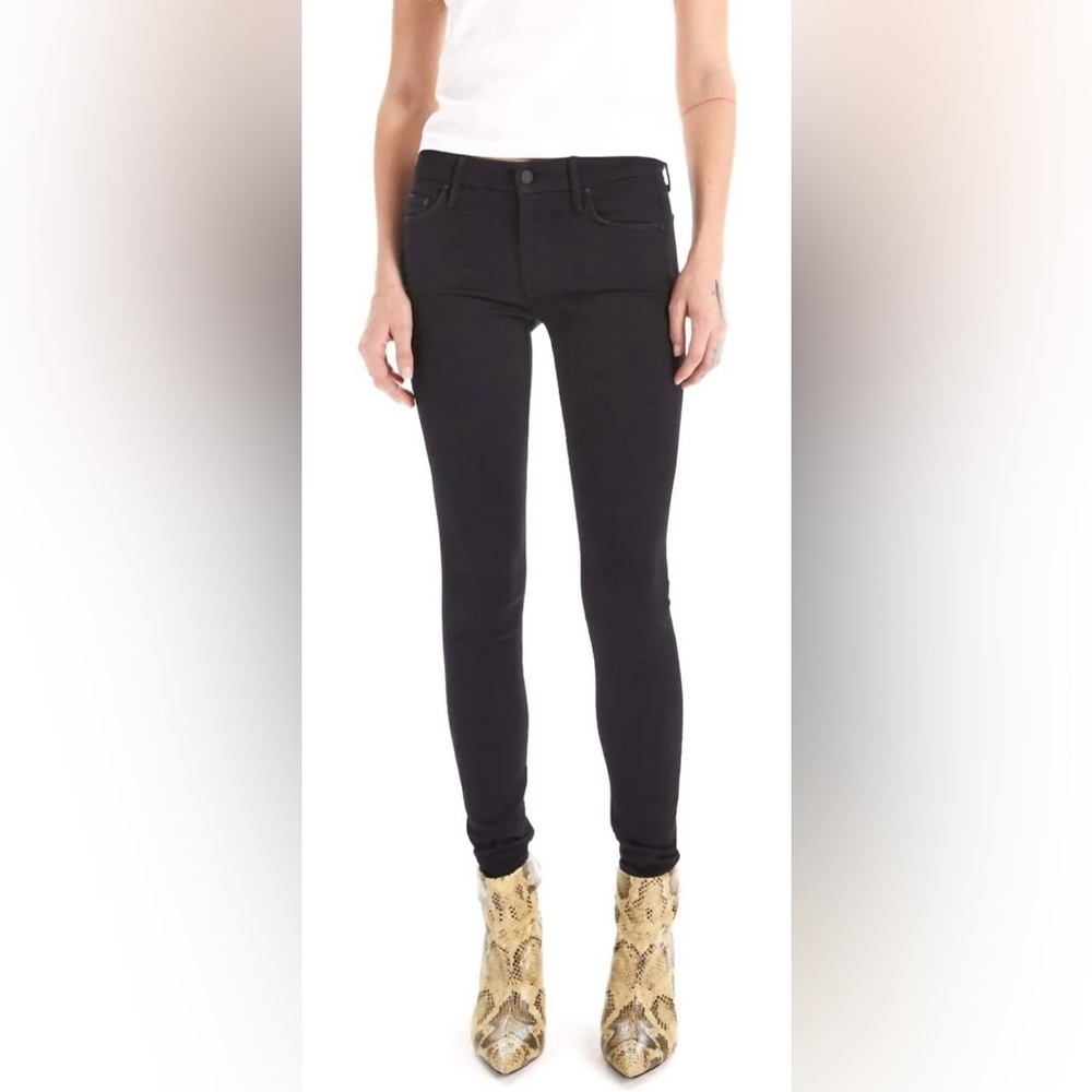 Mother The Looker Ankle Black Fray Skinny Jeans, Size 26, Inseam 26